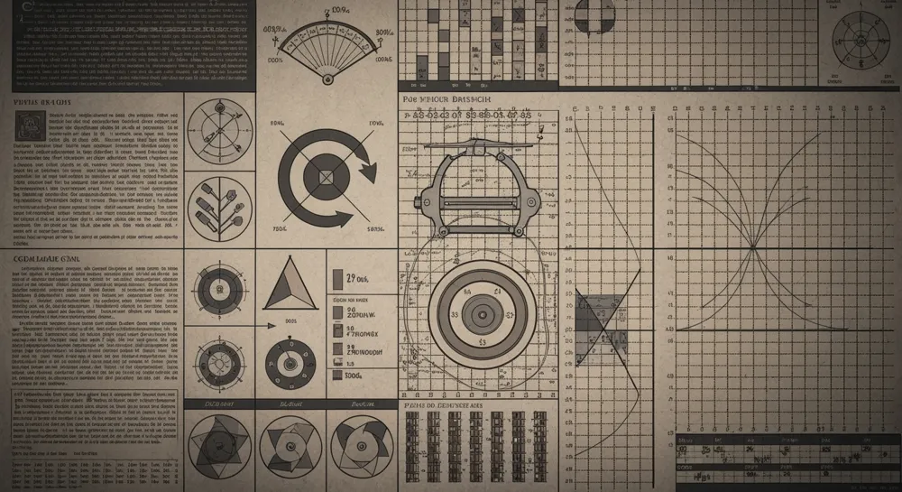 Símbolos matemáticos que convergen en un remolino de gradiente.