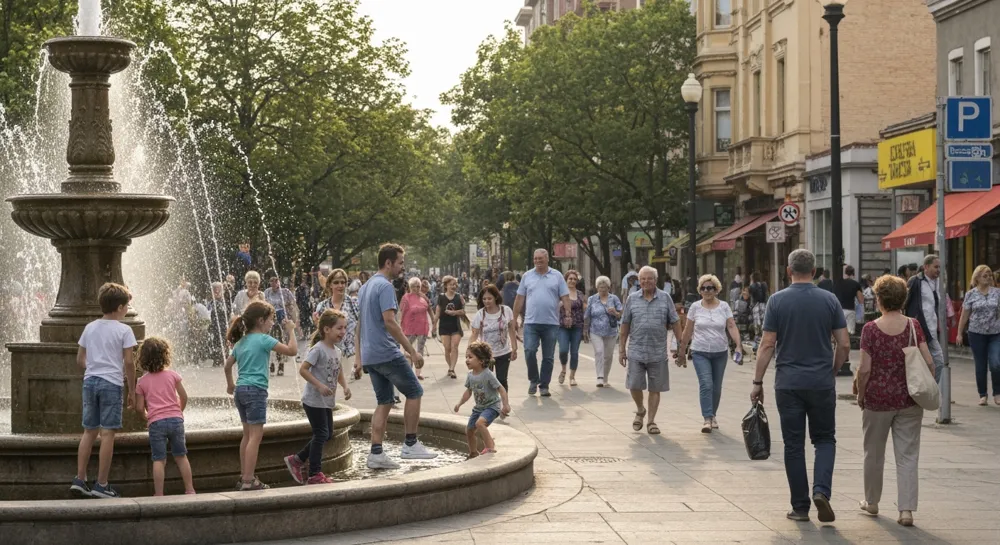 Mesa de reuniones con diversas banderas y materiales educativos.