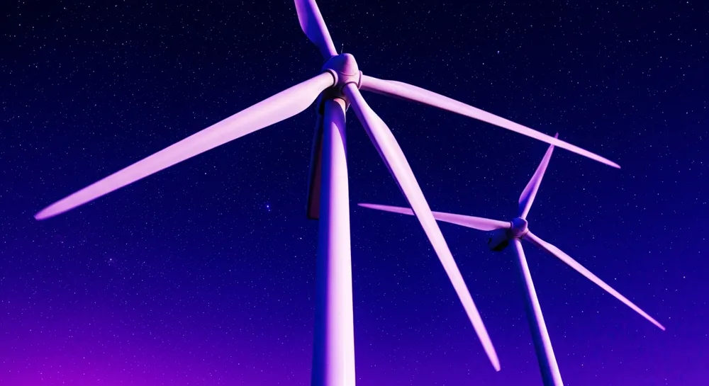 Un centro tecnológico moderno con formas abstractas y colores vibrantes.