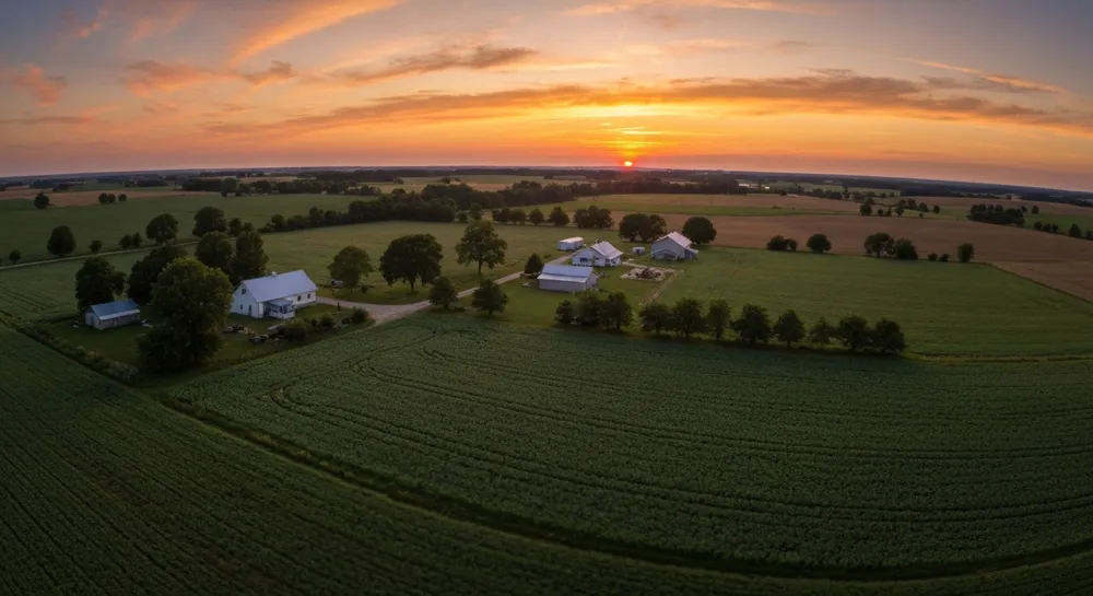 Paisajes tranquilos que se entrelazan con gráficos fluctuantes.