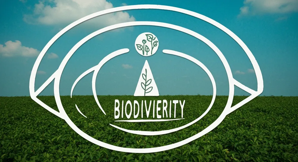 Mit Zahnrädern verflochtene Pflanzen auf strukturiertem Hintergrund.