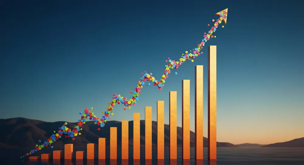 График растущих акций с технологическими мотивами.