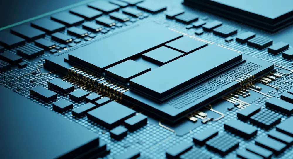 Dispositivo robótico en medio de un telón de fondo de vías neuronales.