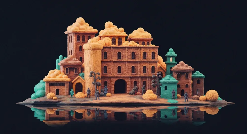 Lingotes plateados con una flecha hacia arriba contra el horizonte de una ciudad.