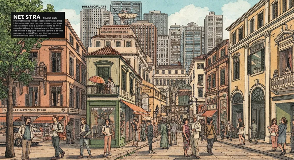 Солнечные панели и силуэты атомных электростанций на закате.