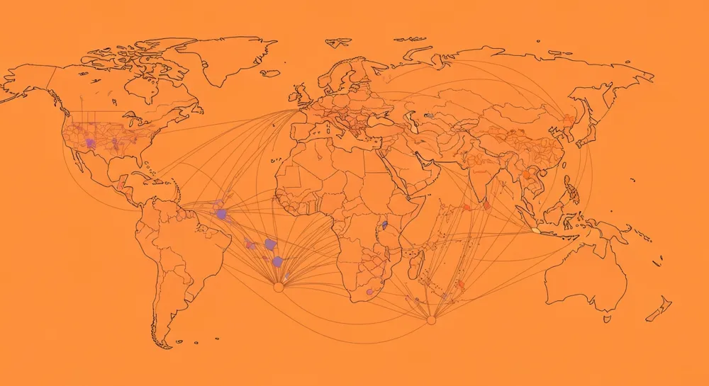 Der Abwärtstrend an den Aktienmärkten wird durch fallende Linien veranschaulicht.