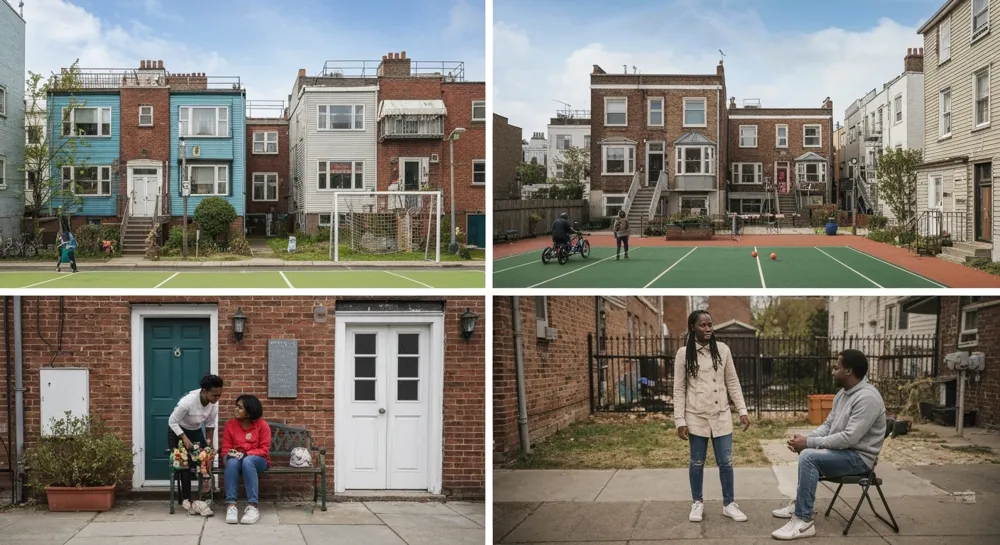 Farolas con paneles solares y cables eléctricos.