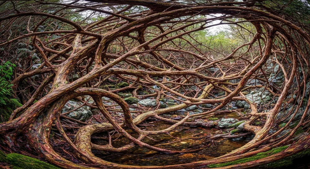 Una maraña de elementos de computación en la nube.