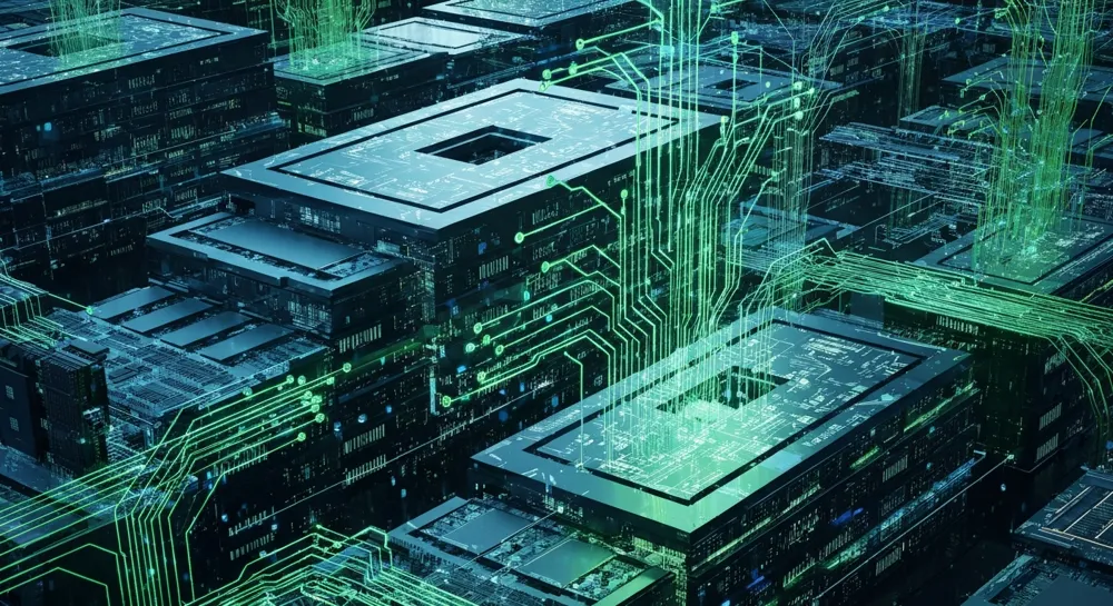 Die technische Konsolidierung spiegelt sich in verflochtenen Gängen wider.