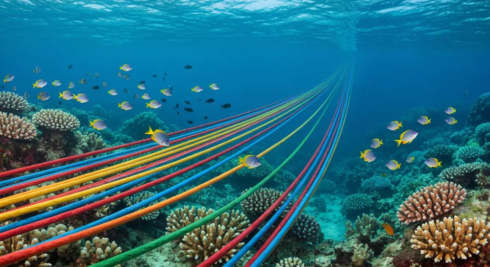 Подводный кабель, соединяющий морское дно и берега.