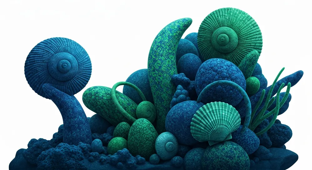 Яркая подводная сцена с красочными музыкальными нотами.