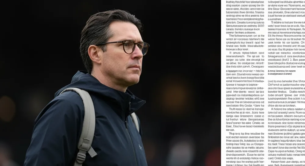 Winterszene mit Schneeflocken, die über einen Universitätscampus fallen.