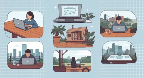 Eine ruhige Universitätsumgebung mit Anmeldeschalter und Papierkram.