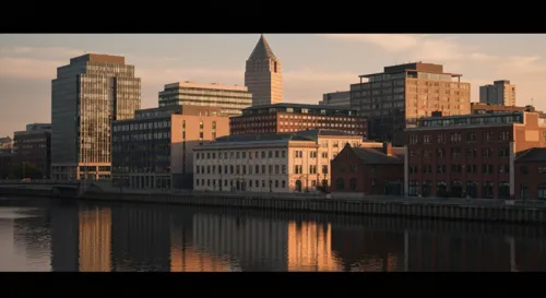 Eine festliche Skyline mit Feuerwerken, Bannern und kulturellen Motiven.