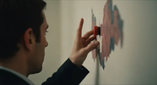 Une table ronde entourée de drapeaux et de documents.