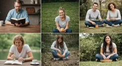 Ein Feuerlöscher, umgeben von Notfallausrüstung, Rauchmeldern und Schutzkegeln.